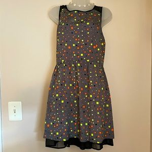 NWT Eric + Lani Double Layer Mod Retro Neon Geometric Print Dress XL
